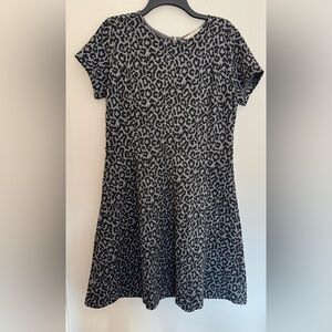 LOFT Black/Gray Leopard Print Dress - Size 12 PETITE